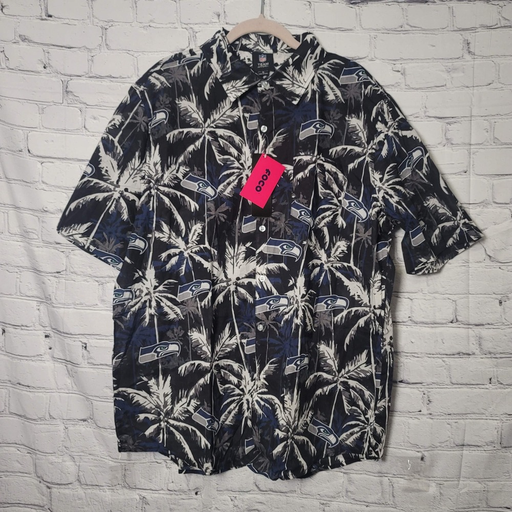NFL Seattle Seahawks FOCO Floral Palm Tree Button Down Shirt XL New With Tags